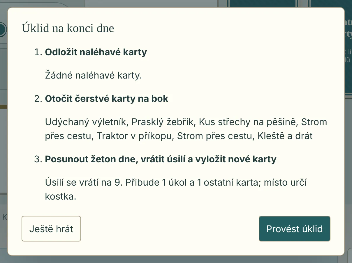 Dialog úklidu na konci dne