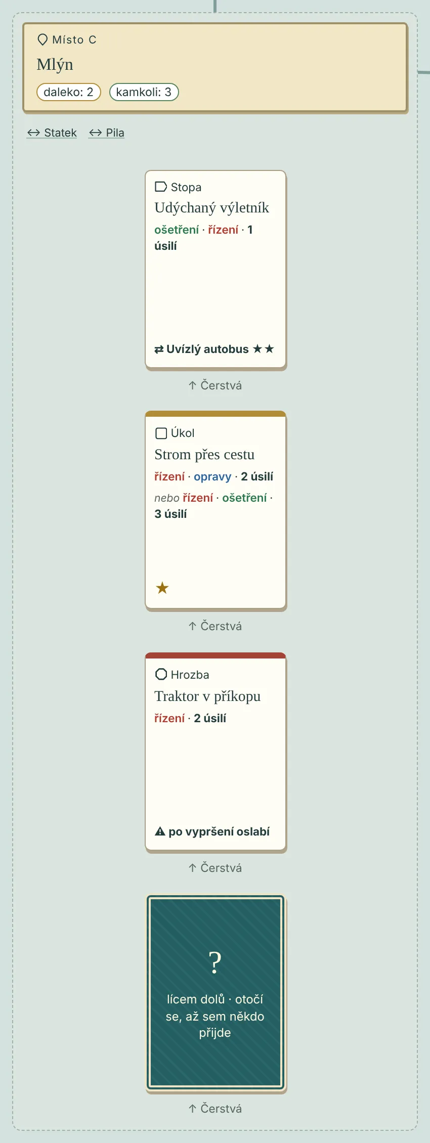 Karta lícem dolů na mapě